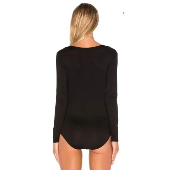 Ella Moss Black Bella Long Sleeve Wrap Front Bodysuit, Size M – NWT - Picture 2 of 8